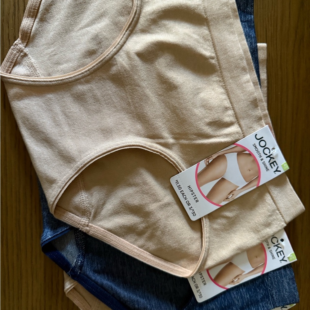 NEW jockey Women's Briefs in Beige and Blue - 3 Pack - Size 4
